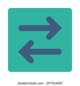 Flip Horizontal icon from Primitive Buttons OverColor Set. This rounded square flat button is drawn with cobalt and cyan colors on a white background.