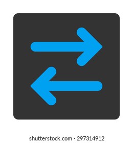 Flip Horizontal icon from Primitive Buttons OverColor Set. This rounded square flat button is drawn with blue and gray colors on a white background.