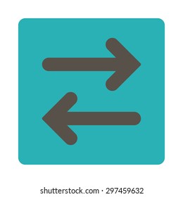 Flip Horizontal icon from Primitive Buttons OverColor Set. This rounded square flat button is drawn with grey and cyan colors on a white background.