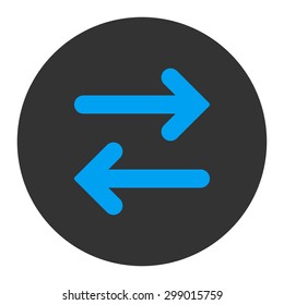 Flip Horizontal icon from Primitive Round Buttons OverColor Set. This round flat button is drawn with blue and gray colors on a white background.