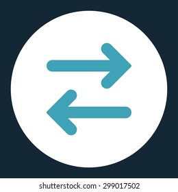 Flip Horizontal icon from Primitive Round Buttons OverColor Set. This round flat button is drawn with blue and white colors on a dark blue background.