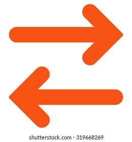 Flip Horizontal icon from Primitive Set. This isolated flat symbol is drawn with orange color on a white background, angles are rounded.