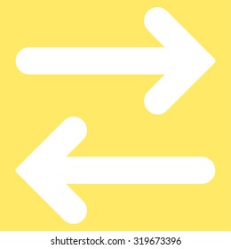 Flip Horizontal icon from Primitive Set. This isolated flat symbol is drawn with white color on a yellow background, angles are rounded.