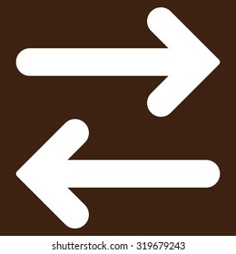 Flip Horizontal icon from Primitive Set. This isolated flat symbol is drawn with white color on a brown background, angles are rounded.