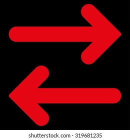 Flip Horizontal icon from Primitive Set. This isolated flat symbol is drawn with red color on a black background, angles are rounded.