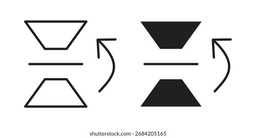Horizontales Symbol für Webdesigns kippen. Symbolsatz für Konturen und Cliparts