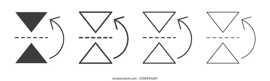 Flip horizontal line icon vector illustration set.