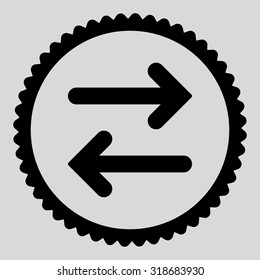 Flip Horizontal round stamp icon. This flat vector symbol is drawn with black color on a light gray background.