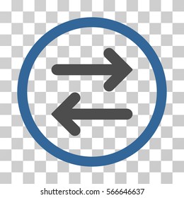Flip Horizontal rounded icon. Vector illustration style is flat iconic bicolor symbol inside a circle, cobalt and gray colors, transparent background. Designed for web and software interfaces.