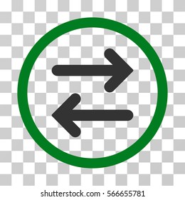Flip Horizontal rounded icon. Vector illustration style is flat iconic bicolor symbol inside a circle, green and gray colors, transparent background. Designed for web and software interfaces.