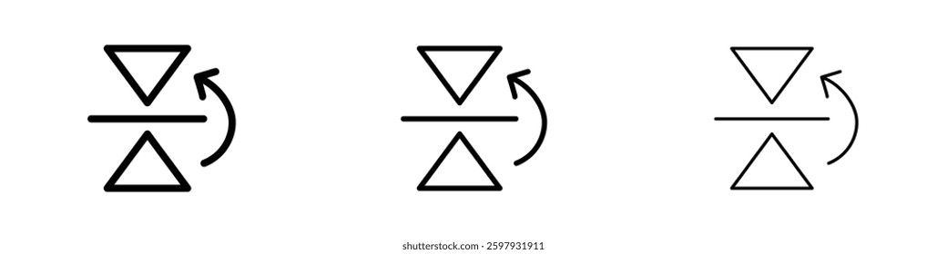 Flip horizontal thin line vector icon set.