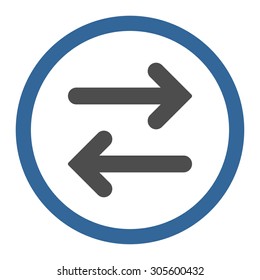 Flip Horizontal vector icon. This rounded flat symbol is drawn with cobalt and gray colors on a white background.
