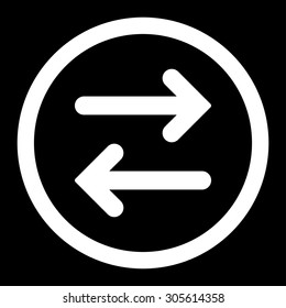 Flip Horizontal vector icon. This rounded flat symbol is drawn with white color on a black background.