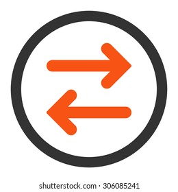 Flip Horizontal vector icon. This rounded flat symbol is drawn with orange and gray colors on a white background.