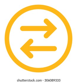 Flip Horizontal vector icon. This rounded flat symbol is drawn with yellow color on a white background.