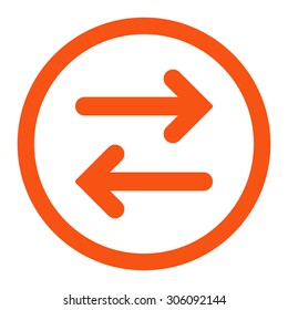 Flip Horizontal vector icon. This rounded flat symbol is drawn with orange color on a white background.