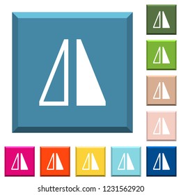Flip horizontal white icons on edged square buttons in various trendy colors