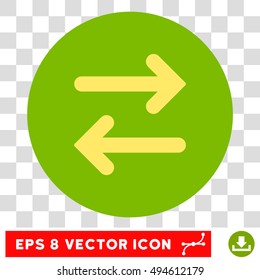 Flip Horizontally round icon. Vector EPS illustration style is flat iconic bicolor symbol, yellow and eco green colors, transparent background.