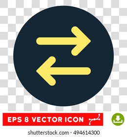 Flip Horizontally round icon. Vector EPS illustration style is flat iconic bicolor symbol, yellow and dark blue colors, transparent background.