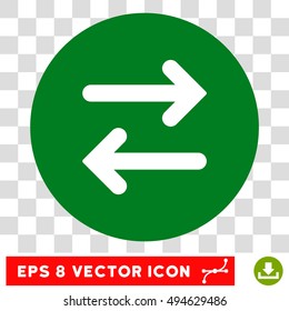 Flip Horizontally round icon. Vector EPS illustration style is flat iconic bicolor symbol, white and green colors, transparent background.