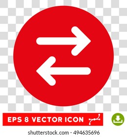 Flip Horizontally round icon. Vector EPS illustration style is flat iconic bicolor symbol, white and intensive red colors, transparent background.