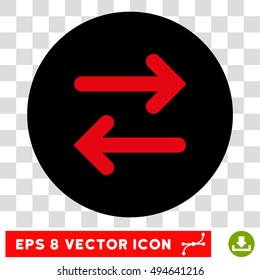 Flip Horizontally round icon. Vector EPS illustration style is flat iconic bicolor symbol, intensive red and black colors, transparent background.