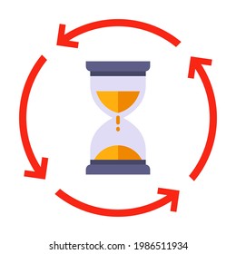 flip hourglass icon. to keep track of the elapsed time. flat vector illustration