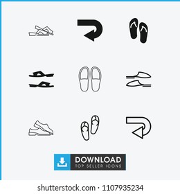 Flip icon. collection of 9 flip filled and outline icons such as slippers. editable flip icons for web and mobile.