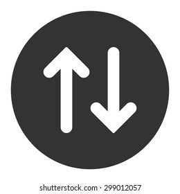 Flip icon from Primitive Round Buttons OverColor Set. This round flat button is drawn with white and gray colors on a white background.