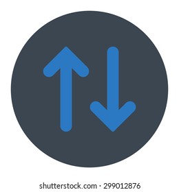 Flip icon from Primitive Round Buttons OverColor Set. This round flat button is drawn with smooth blue colors on a white background.