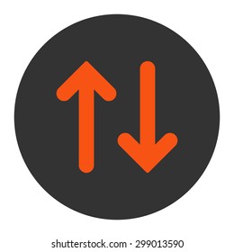 Flip icon from Primitive Round Buttons OverColor Set. This round flat button is drawn with orange and gray colors on a white background.
