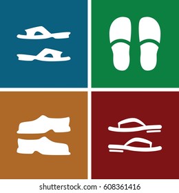 Flip icons set. set of 4 flip filled icons such as slippers