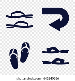 Flip icons set. set of 4 flip filled icons such as flip flops, slippers