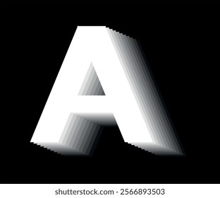 Flip letter A. I crafted flip letter A by using blend tool. look like 3d letter. drop shadow illustration. typography logo. its use as a logo, background and texture. abstract art. sans serif font.