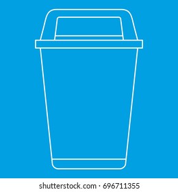 Flip lid bin icon blue outline style isolated vector illustration. Thin line sign