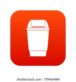 Flip lid bin icon digital red for any design isolated on white vector illustration