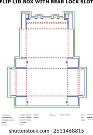 Flip lid box packaging design template rear lock slot die-cut