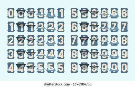 flip numbers. alphabet letters for mechanical steel board for airport terminal advertizing technology signs vector set