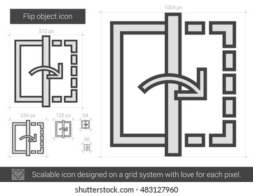 Flip object vector line icon isolated on white background. Flip object line icon for infographic, website or app. Scalable icon designed on a grid system.