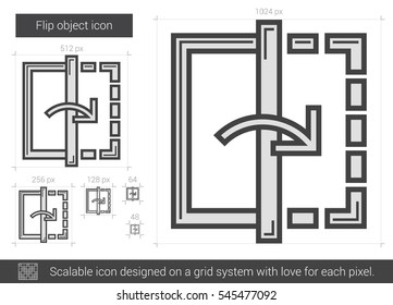 Flip object vector line icon isolated on white background. Flip object line icon for infographic, website or app. Scalable icon designed on a grid system.