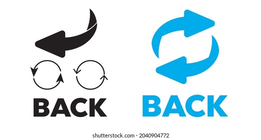 Flip over or turn. Back Arrow icon flat