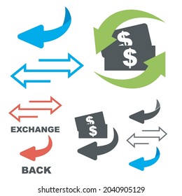 Flip over or turn. Back Arrow icon flat