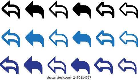 Flip over or turn. Back Arrow icon flat vector art illustration icon set on white background.
