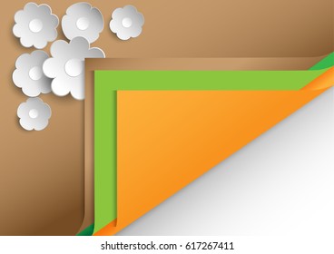 Flip paper and white flower background