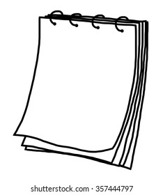flip papers / cartoon vector and illustration, black and white, hand drawn, sketch style, isolated on white background.
