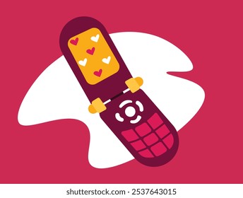 Flip phone nostalgia old electronics telephone model illustration