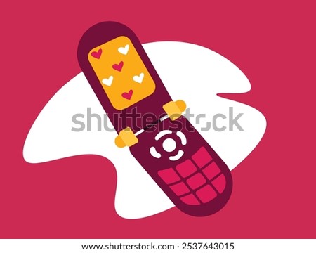 Flip phone nostalgia old electronics telephone model illustration