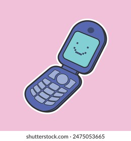 Flip Phone Vector Cute Illustration