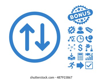 Flip pictograph with bonus images. Vector illustration style is flat iconic symbols, cobalt color, white background.