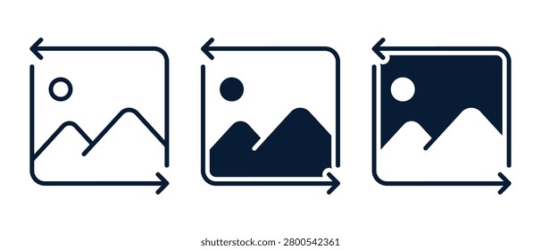 Flip Picture Icon with Rotation Arrows and Image Symbol. Vector Illustration